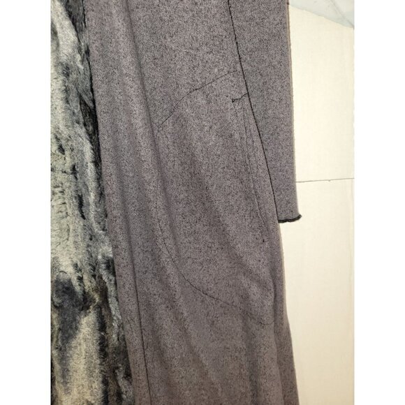 Wine Street Women's Open Front Knit Cardigan faux fur lined grey S made in USA - Picture 3 of 5
